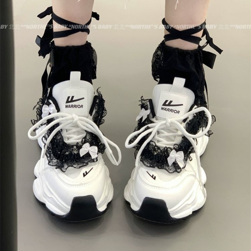 รองเท้าผ้าใบทรงหนา สไตล์วอร์ริ - Street Fashion Y2K บทวิจารณ์และราคา